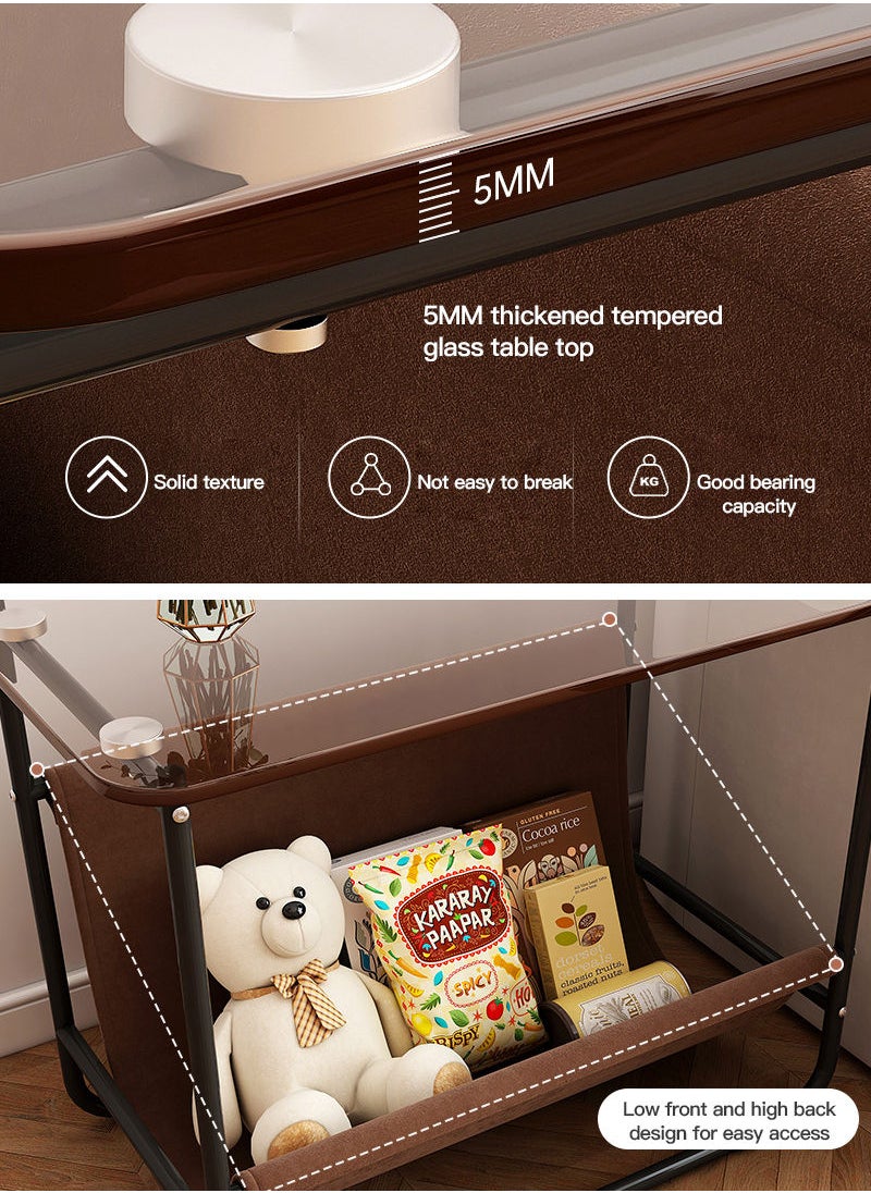 Sharpdo Sharpdo Coffee Table Glass Light Luxury Small Table Multi-function Living Room Household Bedside Shelf Sofa Side Table  - Image 5