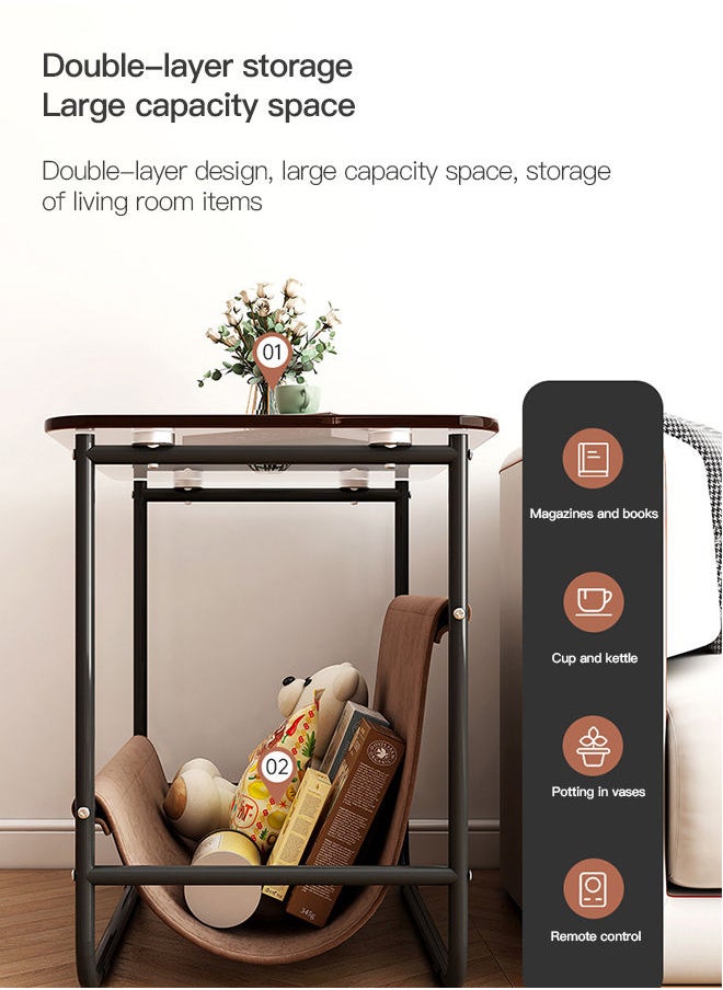 Sharpdo Sharpdo Coffee Table Glass Light Luxury Small Table Multi-function Living Room Household Bedside Shelf Sofa Side Table  - Image 4