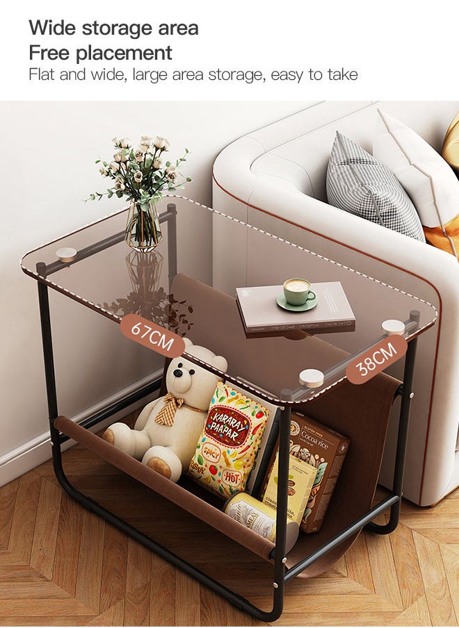 Sharpdo Sharpdo Coffee Table Glass Light Luxury Small Table Multi-function Living Room Household Bedside Shelf Sofa Side Table  - Image 3