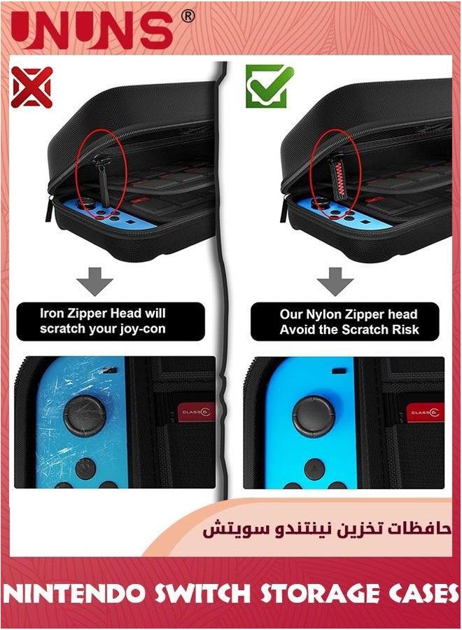 UNUNS Switch Case Tempered Glass Screen Protector Compatible With Nintendo Switch,20 Games Cartridges Protective Hard Shell Travel Carrying Case,Pouch For Console And Accessories - Image 5
