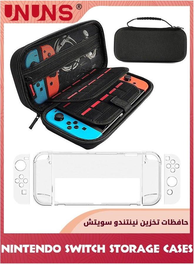 UNUNS Switch Case Tempered Glass Screen Protector Compatible With Nintendo Switch,20 Games Cartridges Protective Hard Shell Travel Carrying Case,Pouch For Console And Accessories - Image 1