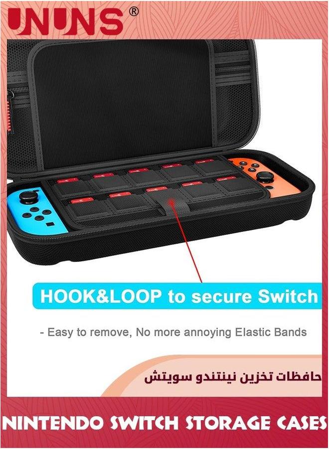 UNUNS Switch Case Tempered Glass Screen Protector Compatible With Nintendo Switch,20 Games Cartridges Protective Hard Shell Travel Carrying Case,Pouch For Console And Accessories - Image 2