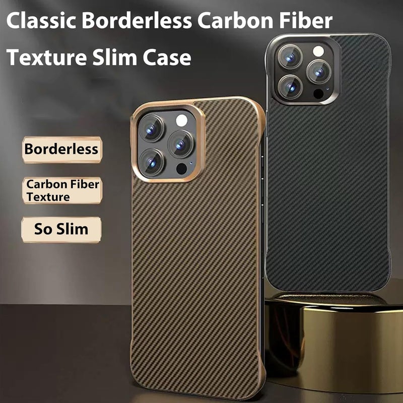 for iPhone 15 Case Borderless Slim (Carbon Fiber Texture) [Bare Metal Feel] Rapid Heat Dissipation Anti-Fingerprint Cover for iPhone 15 Phone Case, Hard PC Resilient Shockproof - Image 2