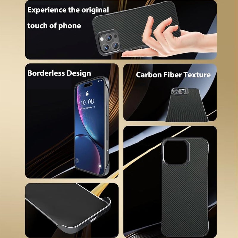 for iPhone 15 Case Borderless Slim (Carbon Fiber Texture) [Bare Metal Feel] Rapid Heat Dissipation Anti-Fingerprint Cover for iPhone 15 Phone Case, Hard PC Resilient Shockproof - Image 4