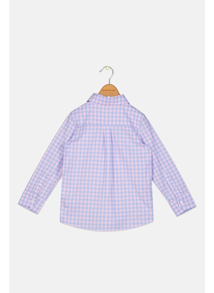 Andy & Evan Toddlers Boy Spread Collar Long Sleeve Checkered Casual Shirts, Pink  - Image 2