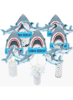 Big Dot of Happiness Shark Zone Jawsome Shark Party Or Birthday Party Centerpiece Sticks Table Toppers Set Of 15  - Image 1