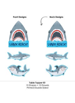 Big Dot of Happiness Shark Zone Jawsome Shark Party Or Birthday Party Centerpiece Sticks Table Toppers Set Of 15  - Image 5