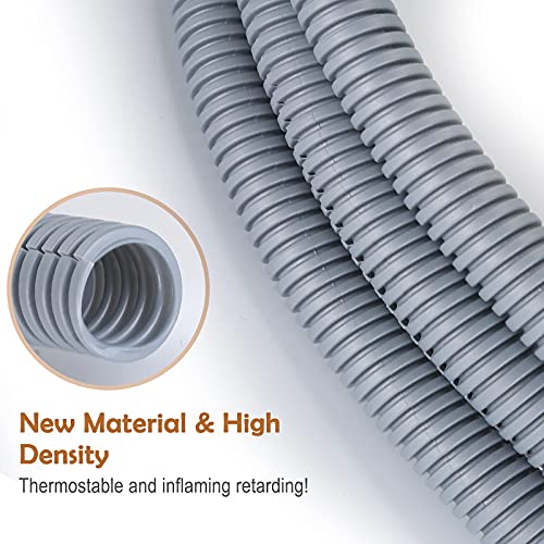 ZhiYo 20FT 1/2” Wire Loom Split Tubing Auto Wire Conduit Flexible Cover | High Temperature Heat Resistant -40F to 257F | Plastic Cover for Electrical Wires & Cables, Grey - Image 4