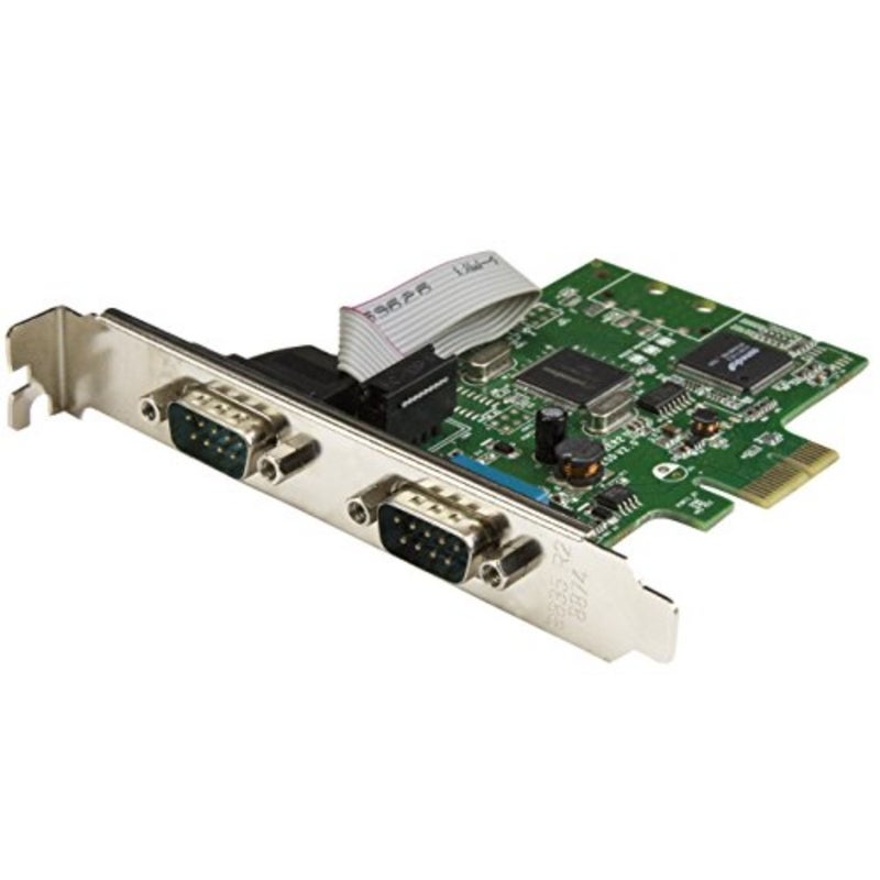 PCI Express 2-Port RS232 Serial Card for Industrial Automation, Copper PCB, Black, Low Profile High Reliability - Image 1