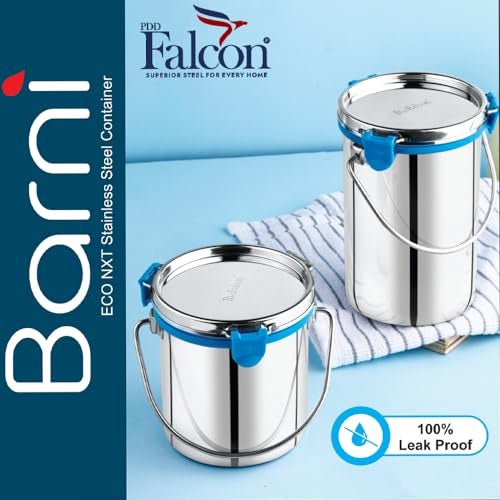 PDDFALCON Stainless Steel Akhand - Jointless Milk Can/Oil Can/Milk Barni/Oil Pot with Lid,100% LeakProof BIS Certified, Jindal Seal & Made In India Silver (Barni 2200ml, Sea Green) - Image 5