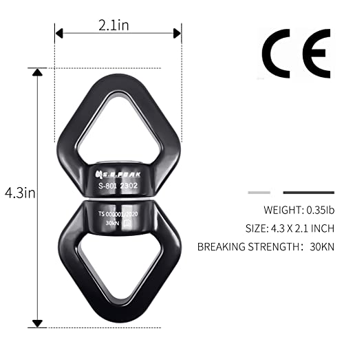S.E.PEAK 30kN Swing Swivel, CE Certified Safe Swivel Hook, 360°Rotational Device, Silent Hanging Accessory for Tree Swing, Aerial Dance, Swing Spinner Hanger, Rock Climbing, Hanging Hammock,Carabiner - Image 5