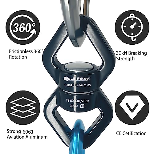 S.E.PEAK 30kN Swing Swivel, CE Certified Safe Swivel Hook, 360°Rotational Device, Silent Hanging Accessory for Tree Swing, Aerial Dance, Swing Spinner Hanger, Rock Climbing, Hanging Hammock,Carabiner - Image 4