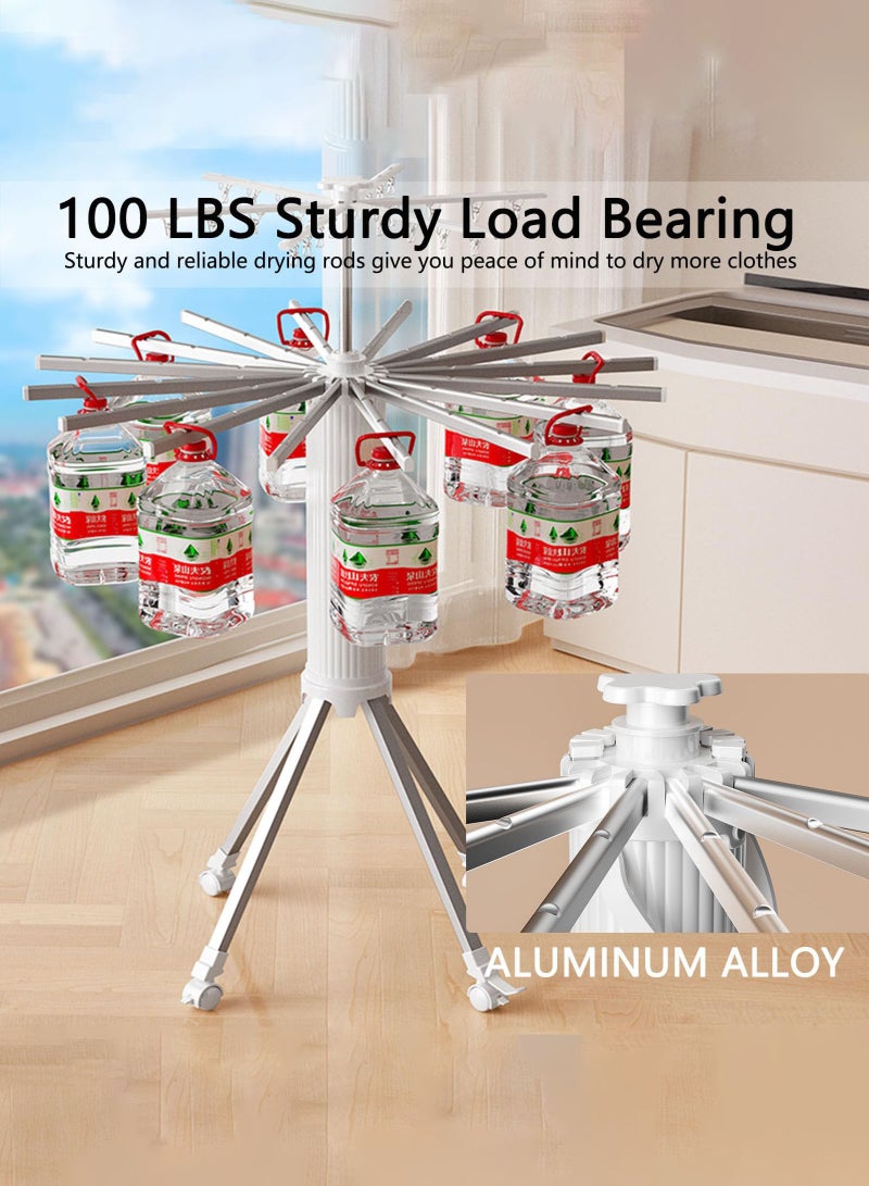 Arabest Drying Rack Clothing Foldable 2 Tier Laundry Drying Rack Collapsible Use For Indoor & Outdoor Antirust Aluminum Clothes Drying Rack Foldable Space-Saving Ideal For Laundry Room Pool Towel Rack - Image 5