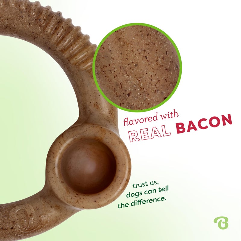 Benebone Ring Durable Dog Chew Toy for Aggressive Chewers, Real Bacon, Made in USA, Small - Image 2