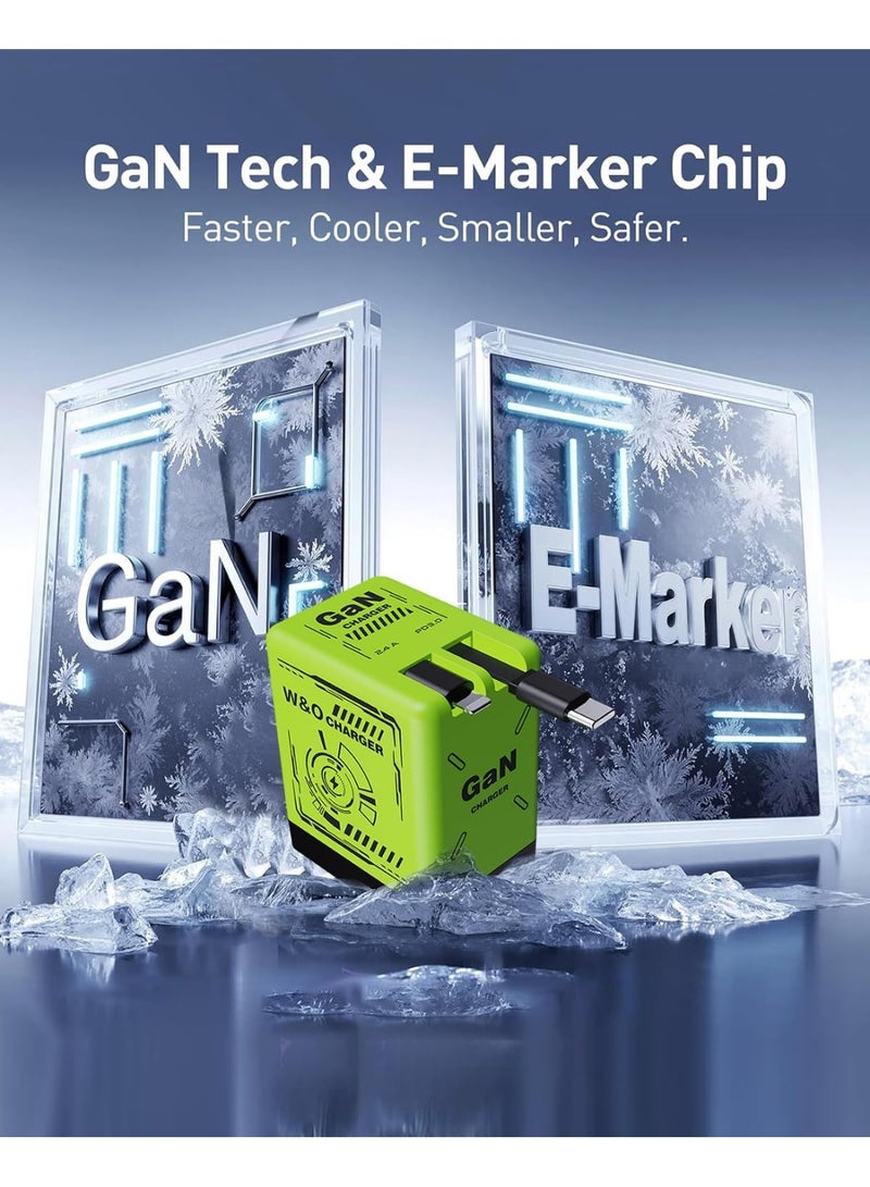 general 2-in-1 Compatible with Fast Charger,Charger Fast Charging,45W Retractable Phone Charger Wall Plug with Lightening and Type-C Cables,for iPhone16/15 Series - Image 3