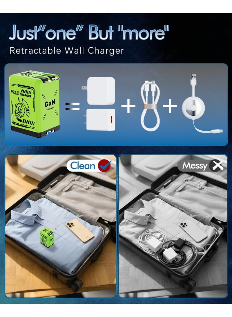 general 2-in-1 Compatible with Fast Charger,Charger Fast Charging,45W Retractable Phone Charger Wall Plug with Lightening and Type-C Cables,for iPhone16/15 Series - Image 2