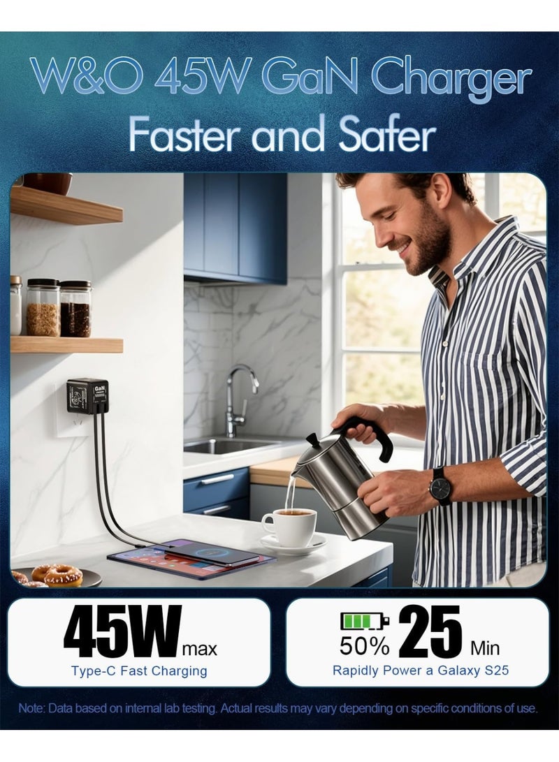 general 2-in-1 Compatible with Fast Charger,Charger Fast Charging,45W Retractable Phone Charger Wall Plug with Lightening and Type-C Cables,for iPhone16/15 Series - Image 4