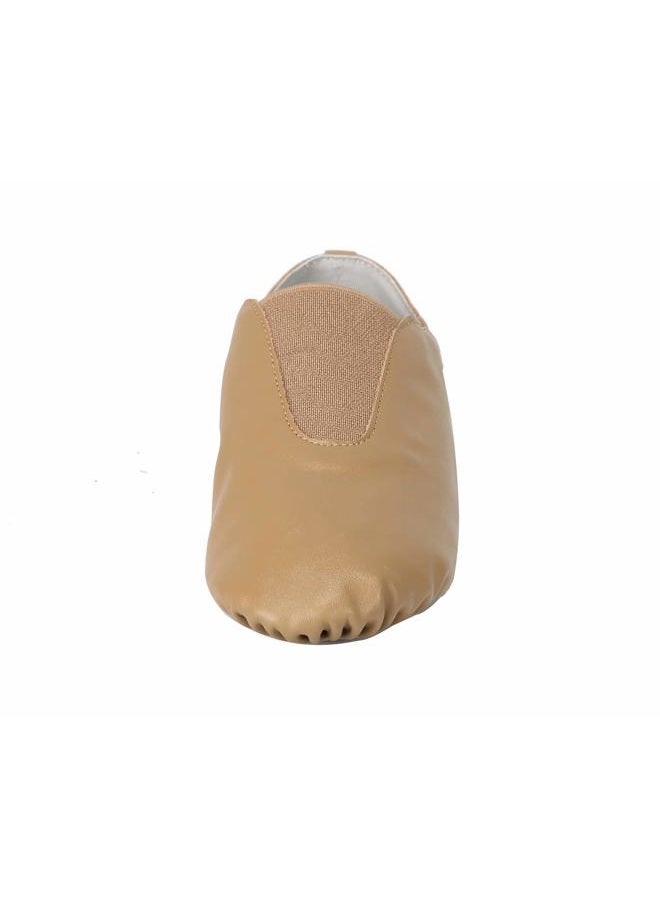 Linodes PU Leather Jazz Shoe Slip On Dance Shoes with Up Elastic for Girls and Boys (Toddler/Little Kid/Big Kid)-Brown-13M-Little Kid - Image 2