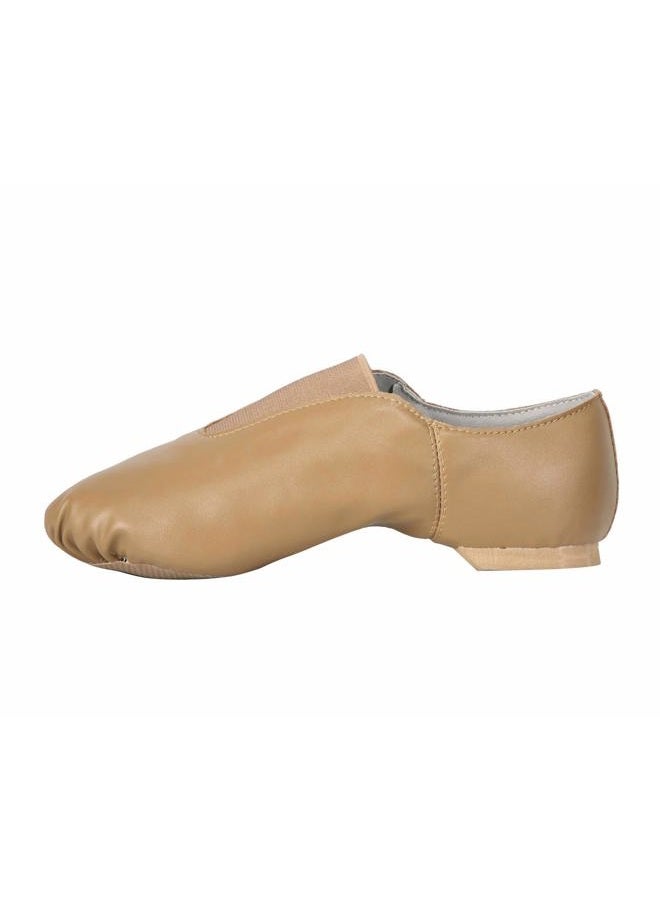 Linodes PU Leather Jazz Shoe Slip On Dance Shoes with Up Elastic for Girls and Boys (Toddler/Little Kid/Big Kid)-Brown-13M-Little Kid - Image 4