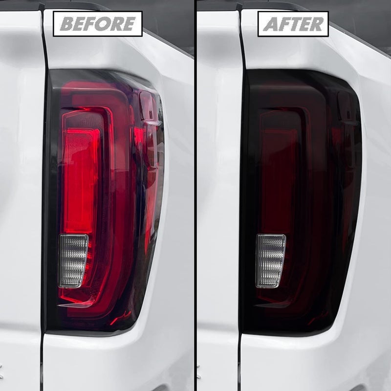 صبغة دخان فينيل مسبقة القطع من SlickMod لمصباح الذيل GMC Sierra 1500 لعام 2019-2023 (LED) (20٪ دخان داكن، 2. فتحة ضوء الذيل)