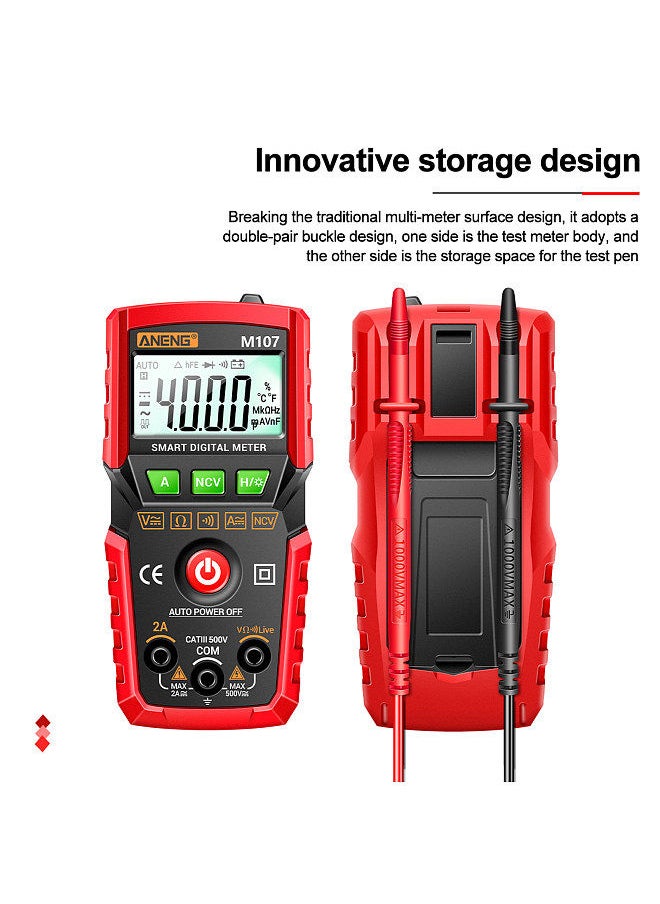 ANENG - M107 Smart Digital Multimeter 4000 Counts NCV Universal Meter Handheld Multifunctional Tester Voltmeter Ammeter - Image 1