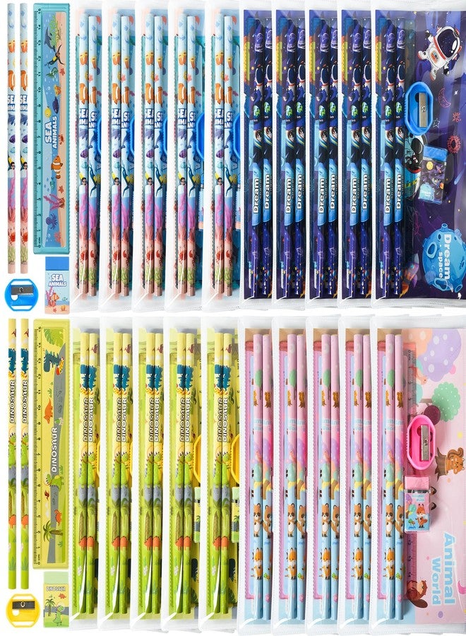 Ulema 24 Sets Back to School Gifts Cute Stationery Set Back to School Supplies First Day of School Bithday Gifts Including Pencils Eraser Ruler Sharpeners for Classroom Rewards - Image 1
