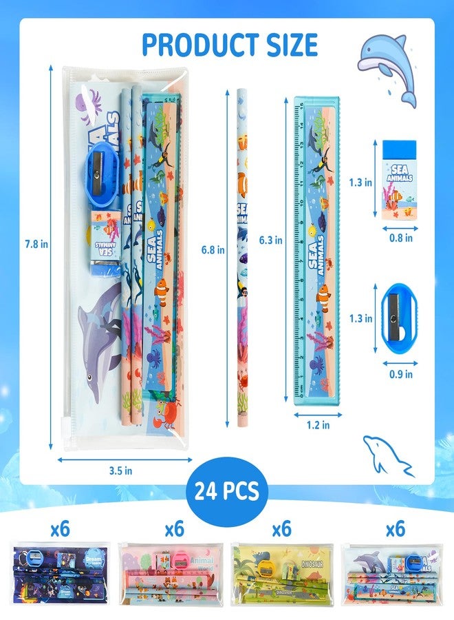 Ulema 24 Sets Back to School Gifts Cute Stationery Set Back to School Supplies First Day of School Bithday Gifts Including Pencils Eraser Ruler Sharpeners for Classroom Rewards - Image 2