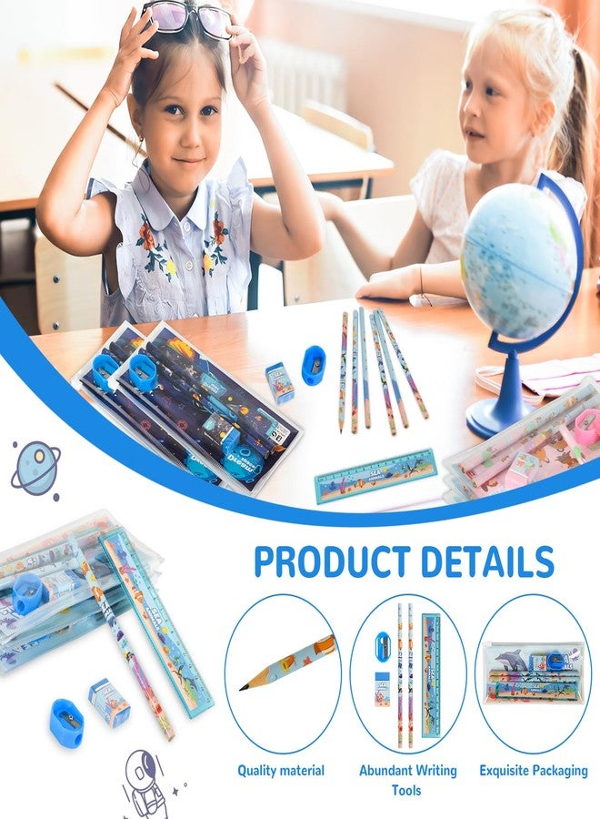 Ulema 24 Sets Back to School Gifts Cute Stationery Set Back to School Supplies First Day of School Bithday Gifts Including Pencils Eraser Ruler Sharpeners for Classroom Rewards - Image 3