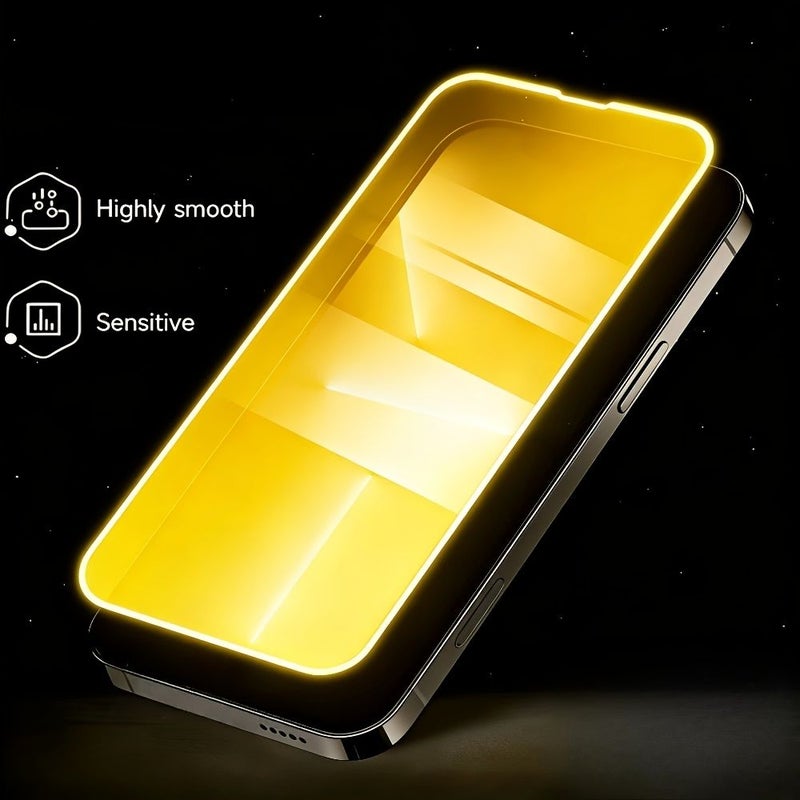 2 Pack Yellow Luminous Tempered Glass Screen Protector for iPhone 16 Plus Instant Phone Location in Dark - Image 3