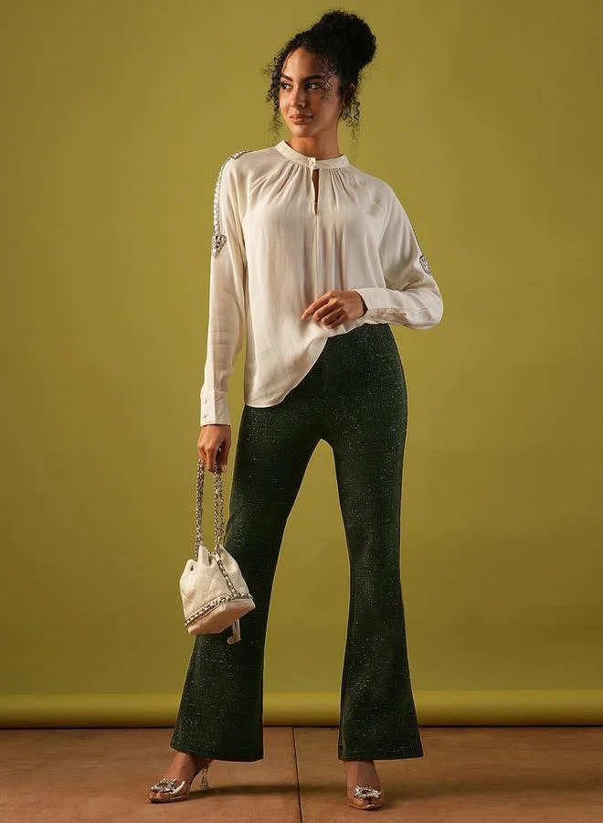 globus Globus Textured High Rise Flared Treggings