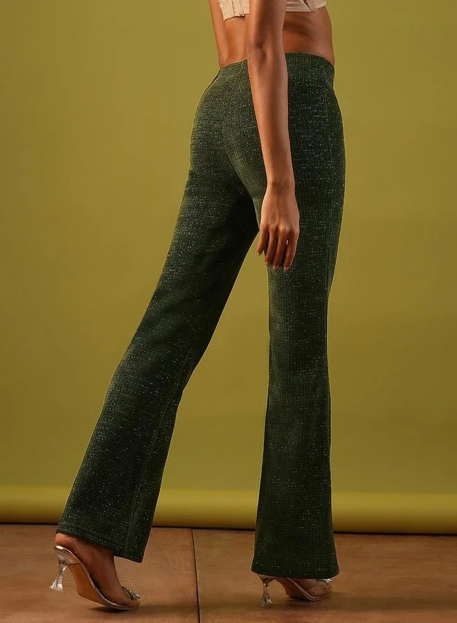 globus Globus Textured High Rise Flared Treggings