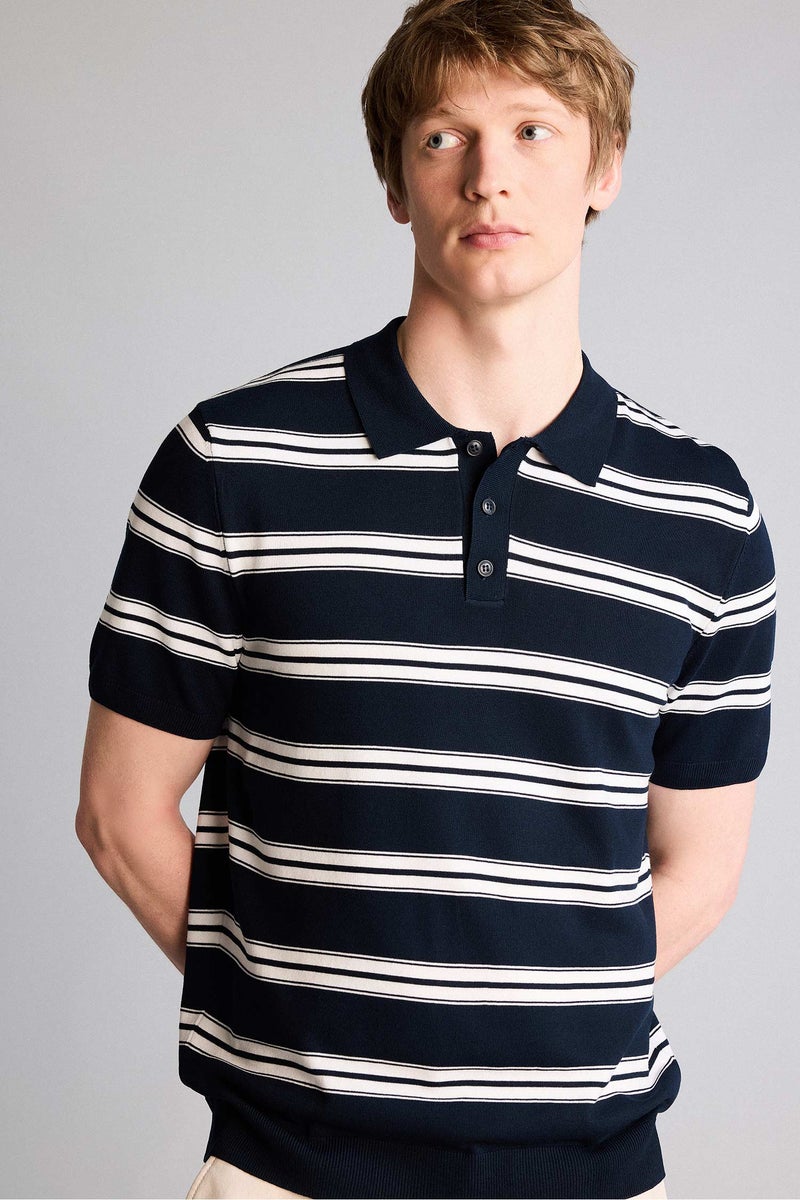 DeFacto Blue Man Short Sleeve Polo Shirt Casual - Image 1