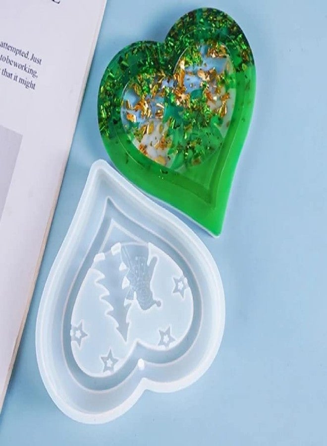 MATIN IMPEX Snowman and Tree Heart Shaped Shaker Silicone Mold to Make Your own Christmas Ornaments (ARM246) - Image 1