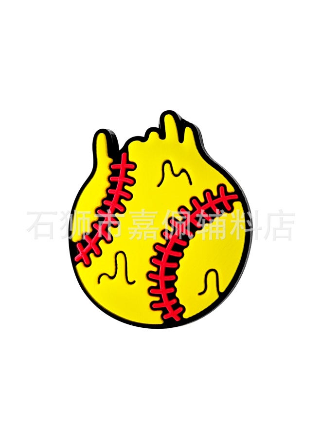Softball Straw PET Spiral Straw Sports Series Straw Sticker Patch Food Grade Elbow Decorative Accessories-Color:XXG258-08-Specifications:Straw + Shoe Flower - Image 1