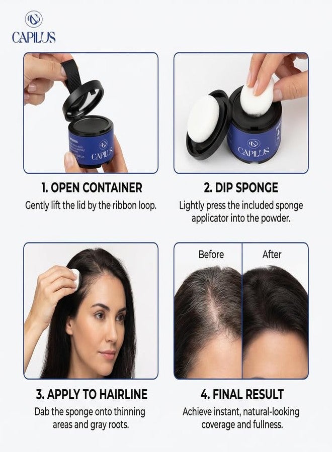 CAPILUS Hair Root Touch Up Powder - 4gm | Grey Hairs Cover Up & Hairline Powder For Women | Hair Loss Concealer for Girls | Bald Head Coverage - Natural Black - Image 5