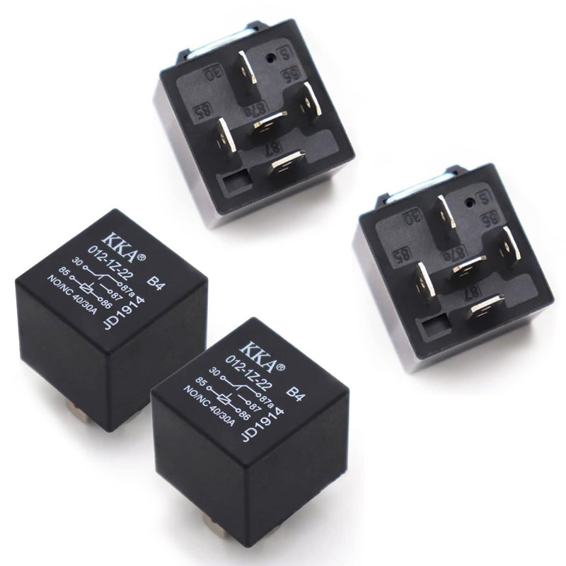 pinflaw 4 PCS Automotive Waterproof Switching Start DC Relay 12V 40A Fivepin Backless Flame Retardant Housing Connection Conversion Relay Sensitive Contact System Component for Cars Black - Image 3