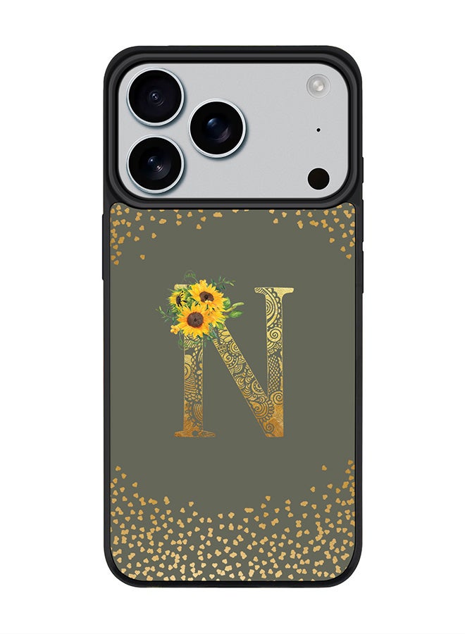 Stylizedd iPhone 17 Pro Case, [Compatible with MagSafe] Slim Magnetic cover Phone Case iPhone 17 Pro -Custom Floral Monogram - N  (Olive Green ) - Image 1
