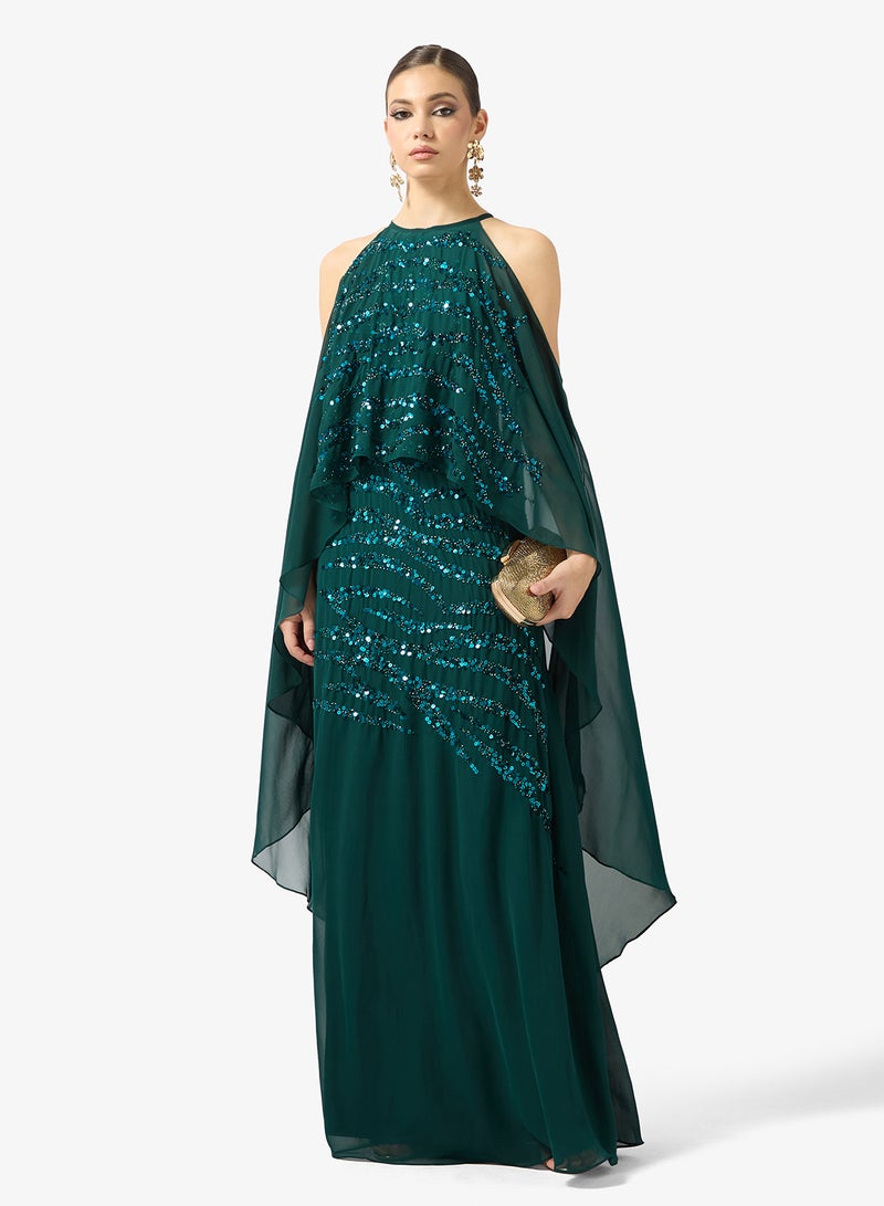 Amelia Rose drape sleeve sequin maxi dress - Image 4