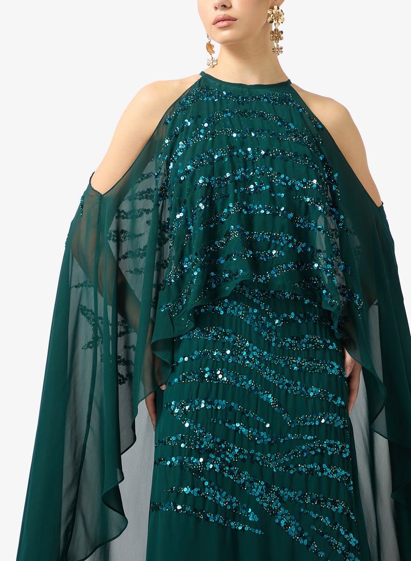 Amelia Rose drape sleeve sequin maxi dress - Image 3