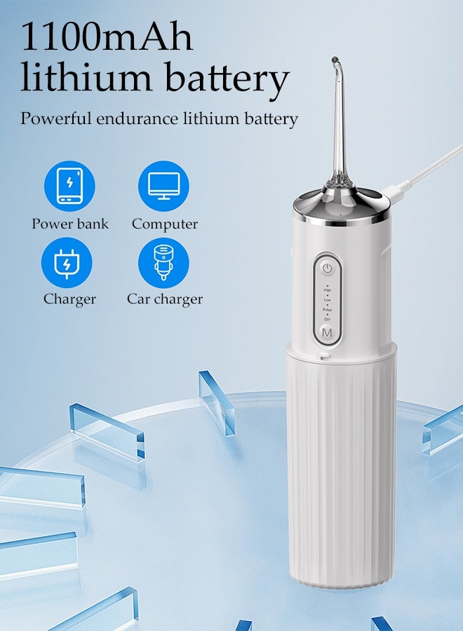 DUNISO Portable Water Dental Flosser ,Dental Oral Irrigator With 4 Modes ,4 Replaceable  Jet Nozzles, 360° Nozzle,Rechargeable Waterproof Teeth Cleaner For Home And Travel 200ML - Image 5