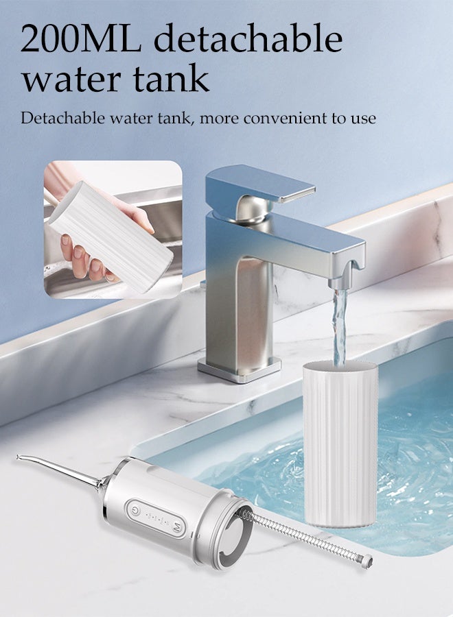 DUNISO Portable Water Dental Flosser ,Dental Oral Irrigator With 4 Modes ,4 Replaceable  Jet Nozzles, 360° Nozzle,Rechargeable Waterproof Teeth Cleaner For Home And Travel 200ML - Image 3