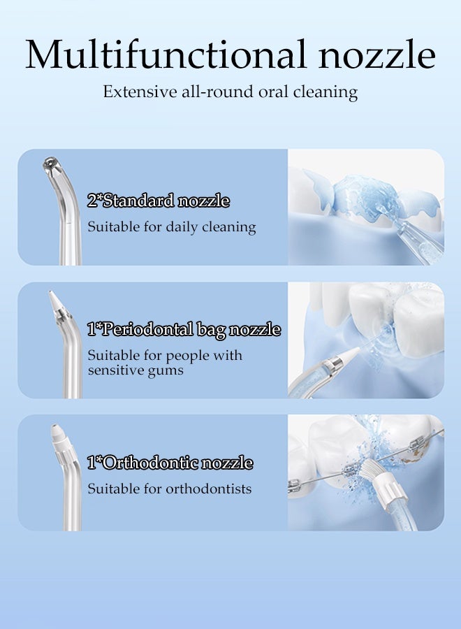 DUNISO Portable Water Dental Flosser ,Dental Oral Irrigator With 4 Modes ,4 Replaceable  Jet Nozzles, 360° Nozzle,Rechargeable Waterproof Teeth Cleaner For Home And Travel 200ML - Image 4
