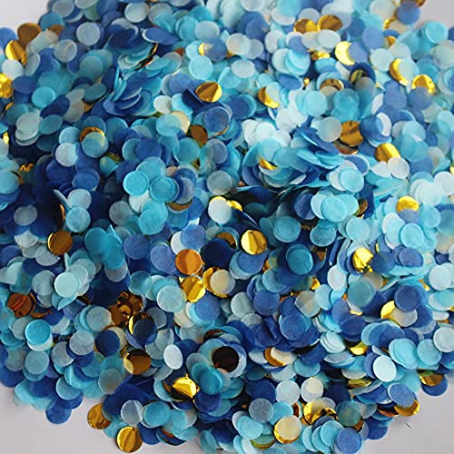 JHere Small Circle Confetti for Party Decor 10mm - Pack of 20 Grams - Blue Gold - Image 5