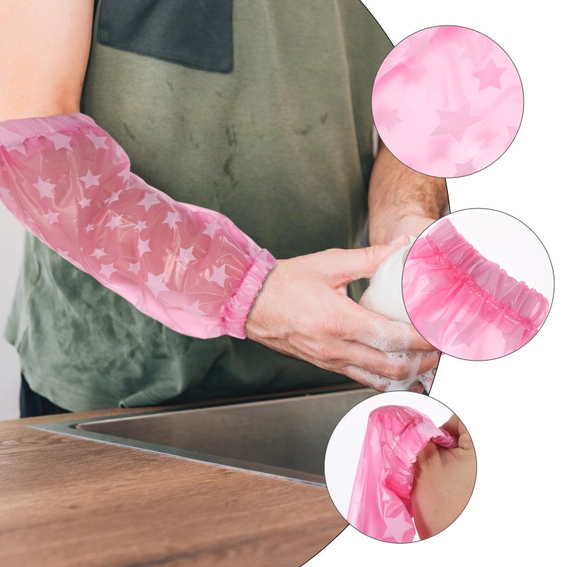 4 Pairs Oversleeve Star Pattern Cleaning Oversleeve PVC Oilproof Arm Sleeve Protectors for Women Men (Random Pattern) - Image 2