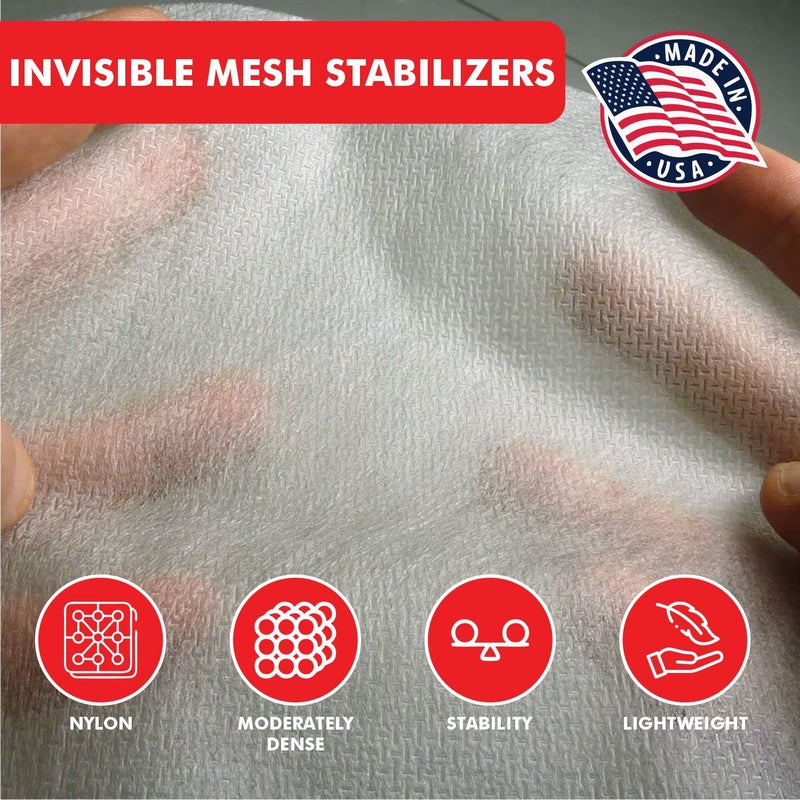 Superpunch Invisible No-Show Mesh Stabilizer, 1.5 oz Cutaway for Embroidery Machines-100 Precut Sheets 7.5inch x 8inch, SuperStable Lightweight Cut Away Machine Stabilizers Backing Made in USA(White) - Image 3