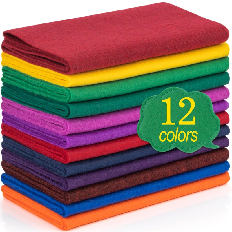 XSEINO 12 Rolls 8x35 14mm Thick Soft Felt Fabric Sheet 12 Assorted Dark Series Colors Felt Pack for DIY Craft Sewing Squares Nonwoven Patchwork - Image 2