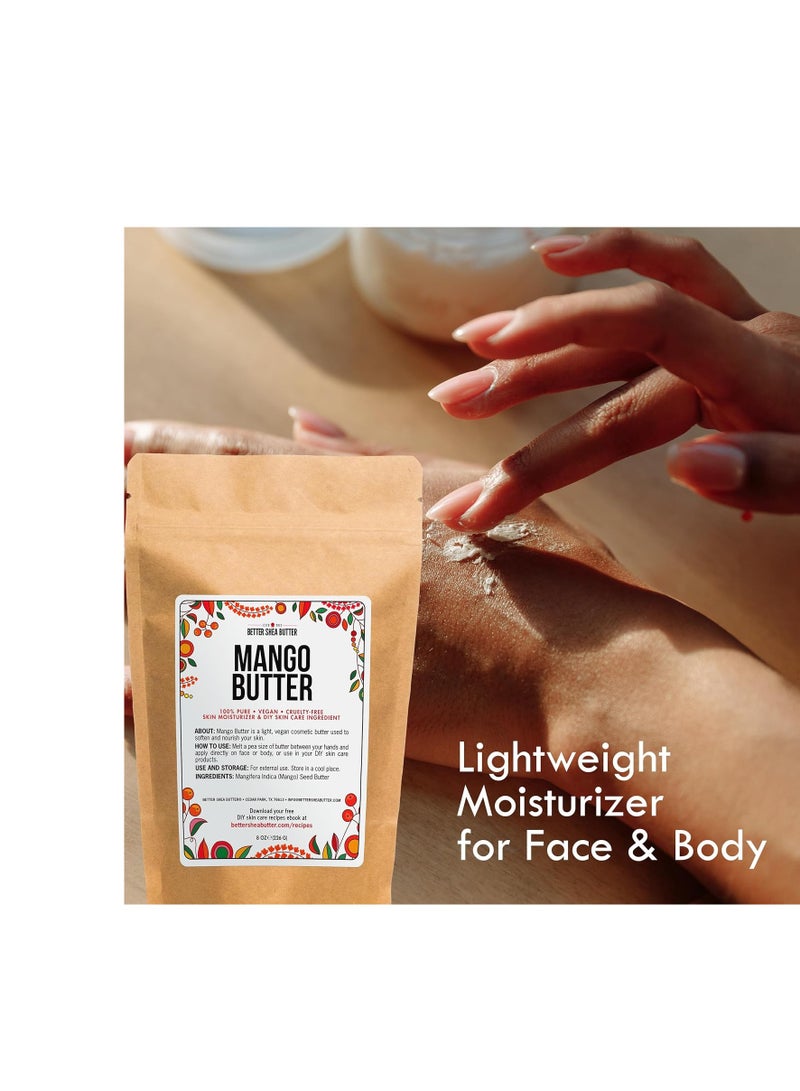 Better Shea Butter زبدة المانجو الخام - مرطب طبيعي 100% للبشرة والشعر - استخدم مع زبدة الشيا في صنع زبدة الجسم المخفوقة، لوشن الجسم بالمانجو، ملمع الشفاه وصنع الصابون، كتلة 8 أونصات - Image 2