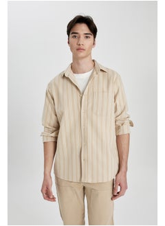 Man Regular Fit Woven Long Sleeve Shirt