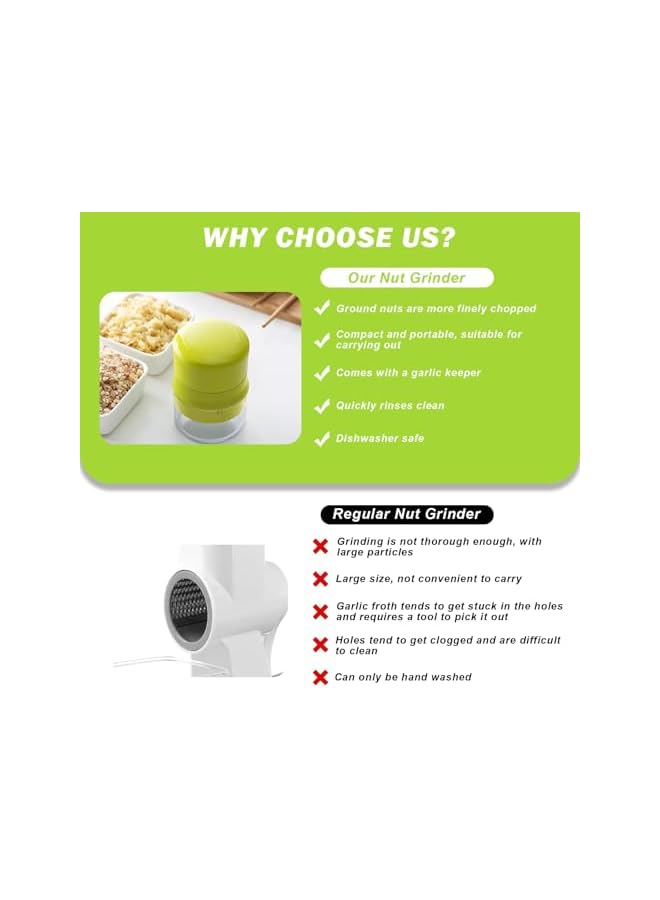 S-TOP Portable Manual Nut Grinder - Easy-to-Use Handheld Nut and Spice Crusher for Walnuts, Almonds, Pecans, Hazelnuts, Durable Compact Food Grinder for Kitchen Use, Green - Image 3
