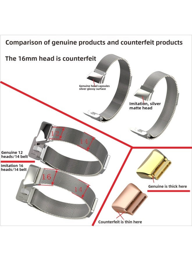 Suitable For HuaweiBracelet 6 Milan Strap Glory Bracelet 7/6 Elastic Metal Connector Magnetic Wrist Strap-Color:10# Milan Rose Red - Image 2